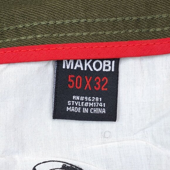 Makobi Mens Distressed Faded Pants Olive Green Size 50X32 With Zipper Accents - Picture 4 of 11